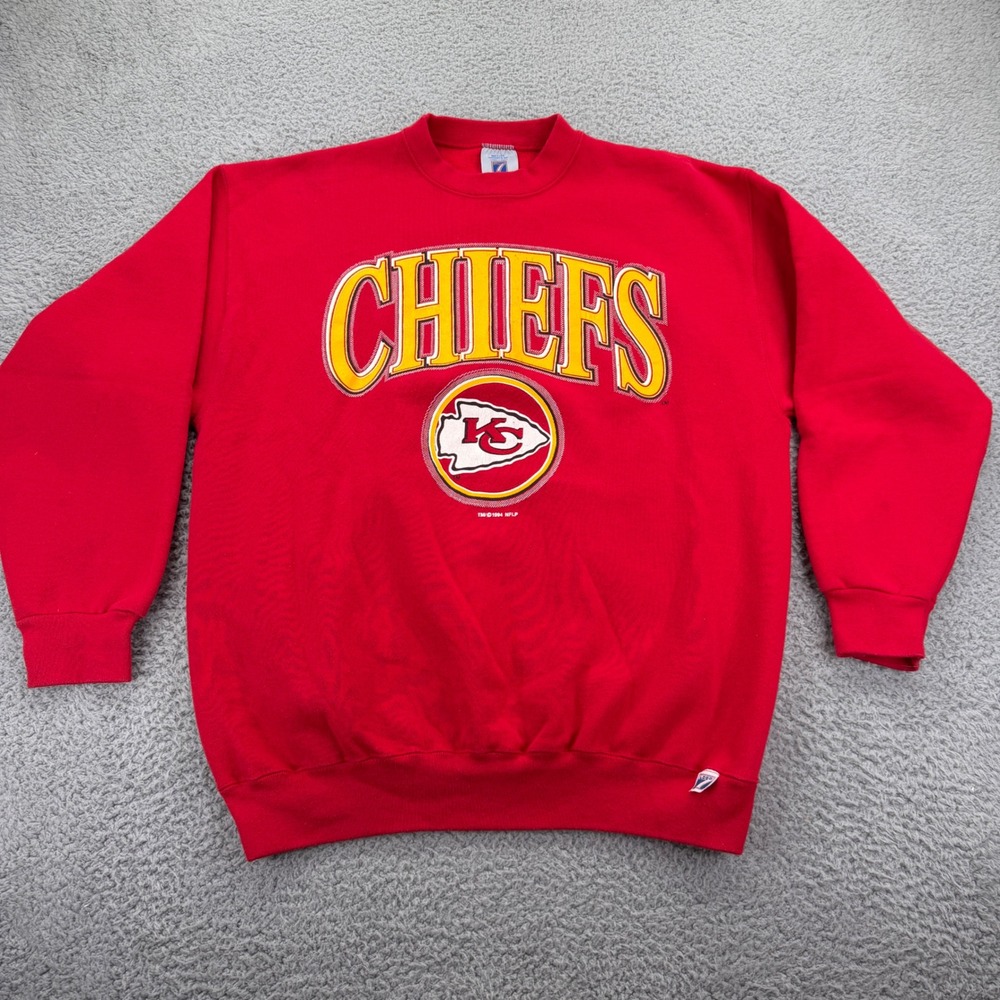 Vintage 1994 Kansas City Chiefs Logo 7 Sweatshirt Mens XL Red Made in USA NFL‎